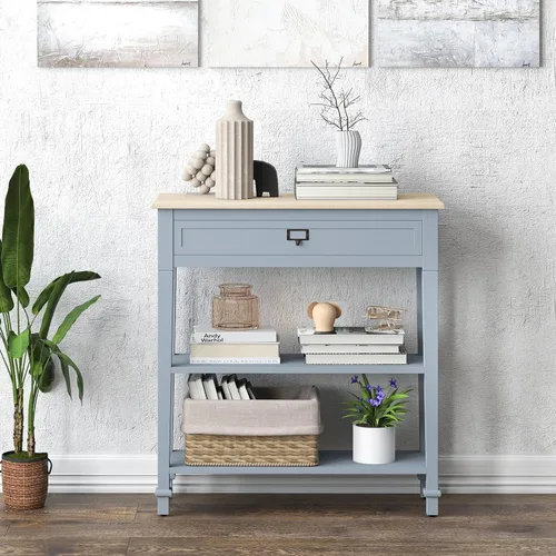 Miniatura 2 de KINTNESS Mesa consola de pasillo, mesa de entrada estrecha con almacenamiento para sala de estar, pasillo, vestíbulo, color gris
