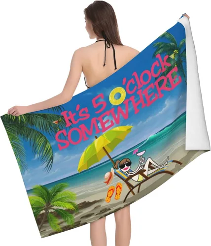 Miniatura 5 de It's 5 O'Clock Somewhere - Toalla de playa de secado rápido para ducha, natación, adultos, toallas de baño, hotel, gimnasio y spa, toallas multiusos