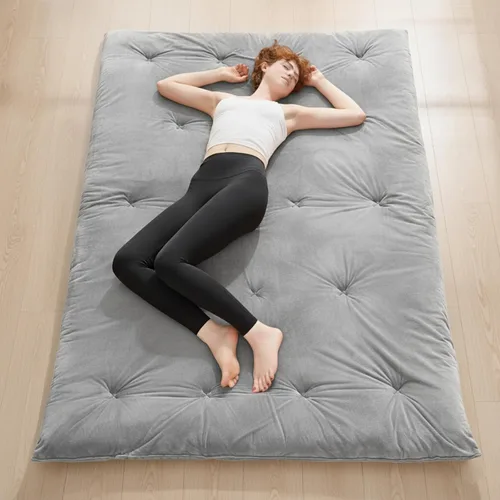 Miniatura 15 de Colchón de piso tipo futón japonés, tamaño individual 38"x 80", colchoneta de 2.5" de espesor plegable y enrollable, colchón de tatami de 25D