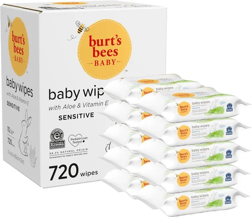 Burt's Bees Toallitas para bebés, sin perfume naturales para pieles sensibles con aloe y vitamina E - 72 toallitas para bebés - Paquete de 10