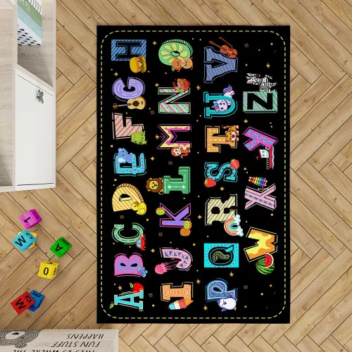 Miniatura 2 de Alfombras de aula para niños, alfombra colorida del alfabeto para dormitorio de niños, alfombra educativa para niños para sala de juegos, alfombra