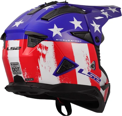Miniatura 5 de LS2 Helmets Gate II - Casco integral para motocicleta MX Cicatriz de batalla brillante rojo/blanco/azul
