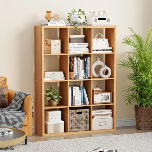 Miniatura 9 de VDNEND Organizador de Almacenamiento en Cubos Estantería, Estante Cúbico Decorativo de 11 pulgadas con Respaldo Abierto y Borde Engrosado, Marrón