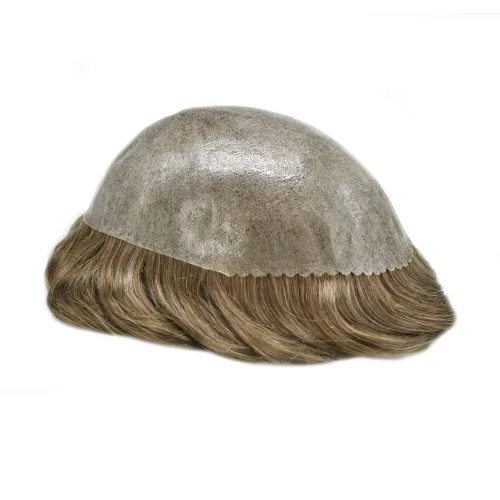 Miniatura 33 de Sistema de cabello humano tipo tupé para hombre, tupé gris, piezas de cabello completo de poliéster para hombres, tupé de inyección de poliuretano