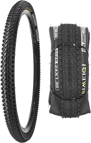 24 X 1.95 Inch Folding Bike Tires with 3mm Anti Puncture Proof Protection for Mountain Bicycles