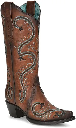 Miniatura 2 de Corral Boots Mujeres Milagro Bordado Snip Toe Casual Botas Mid Becerro Tacón Bajo 1-2" - Marrón, Marrón