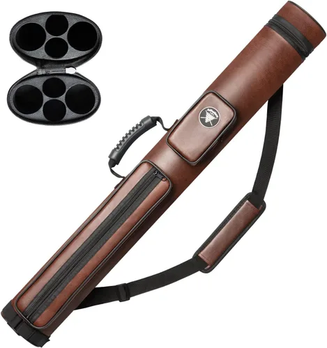 Miniatura 8 de Estuche para taco de piscina Adhafera, estuche duro 2 X 2 para palo de billar, hecho de accesorios de billar de cuero sintético Azul