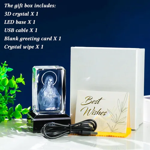 Miniatura 6 de Movdyka Estatua de Jesús de Cristal 3D Regalos Cristianos para Mujeres y Hombres, Regalos Religiosos con Grabado Láser para Amigos, Mamá, Papá