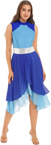 TiaoBug Women's Adult Color Block Lyrical Praise Dance Dress Modern Contemporary Workship Dance Costume