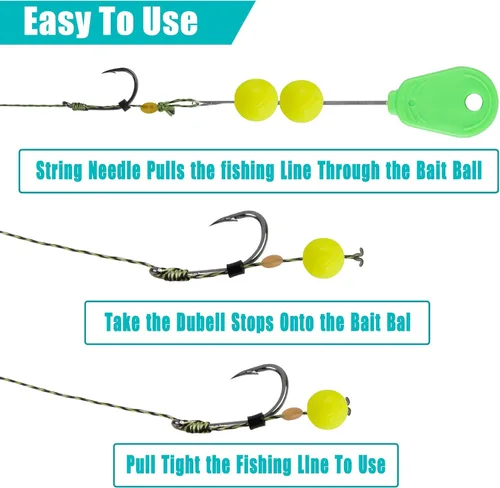 Miniatura 7 de Kits de aparejo de pesca de carpa, 26 piezas/30 piezas, juegos de anzuelos curvados de púas giratorias, paradas de cebo y cuerdas de cebo de pesca