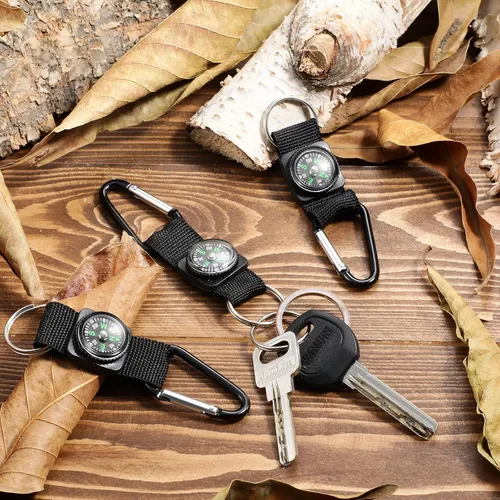 Miniatura 4 de TOODOO - 28 piezas de brújula para niños, clip para cinturón a granel, brújula negra, premio para camuflaje de fiesta de cumpleaños, suministros