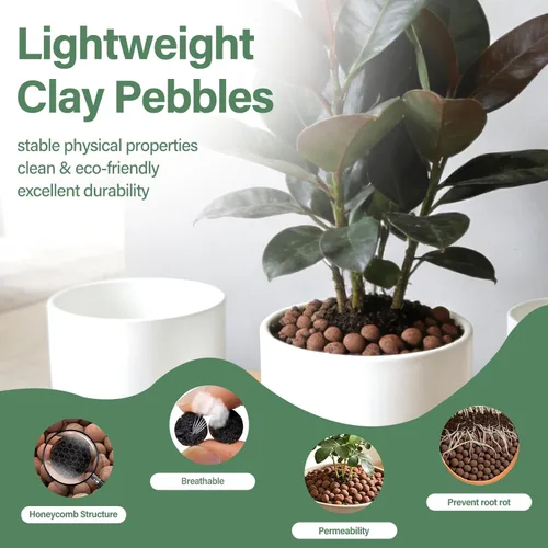 Miniatura 2 de Halatool 18LB de guijarros de arcilla Hydroton de 4mm-16mm, bolas ligeras de Leca para plantas en maceta, hidropónica, jardinería, orquídeas, 18