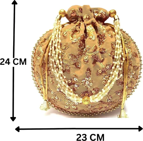 Miniatura 3 de Bolsa de terciopelo bordada para mujer, bolsa con cordón, regalo de boda dorado para mujer