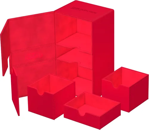 Miniatura 6 de Ultimate Guard Twin Flip'n'Tray 200+, estuche para mazo para 200 tarjetas TCG de doble manga + bandeja de dados, color rojo, cierre magnético