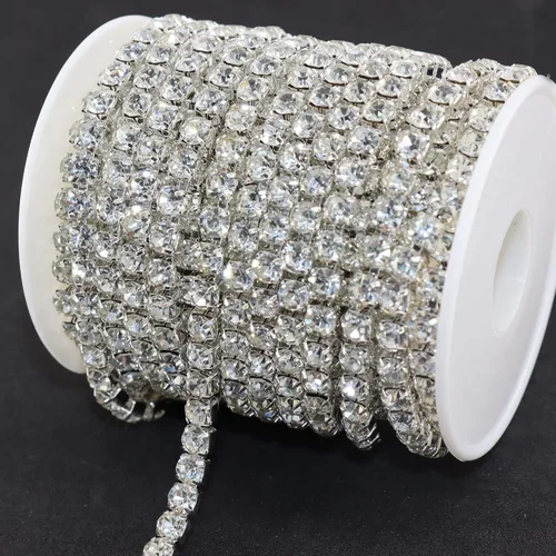 Miniatura 11 de Jerler 9 metros de adornos de diamantes de imitación con cadena cerrada SS6.5/2.0mm, cadena AB para costura, manualidades, ideal para bodas