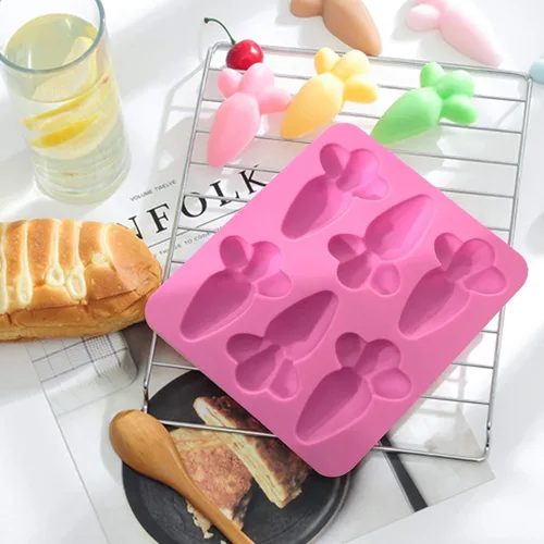 Miniatura 5 de ASkinds Molde de chocolate con zanahoria de Pascua, 6 cavidades, bandeja de silicona antiadherente para chocolate, molde para hornear bricolaje
