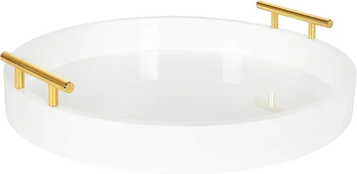 Miniatura 11 de Kate and Laurel Lipton - Bandeja decorativa redonda moderna de madera, 18 pulgadas de diámetro, marrón rústico y negro, bandeja decorativa
