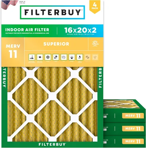 Miniatura 11 de Filterbuy Filtro de aire 18 x 20 x 1 pulgadas MERV 11 Defensa Superior contra Mascotas y Alergias (paquete de 4), Filtros de Reemplazo