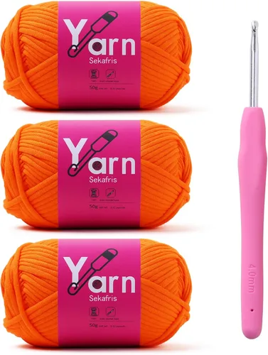 Miniatura 37 de Hilo de Crochet con Hilo de Algodón para Crochet – Hilos de Crochet Tejido para Principiantes con Puntadas Fáciles de Ver – Hilo para Crochet