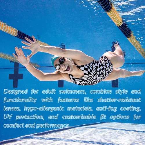 Miniatura 4 de Sporti Gafas de natación unisex para adultos, gafas de natación antivaho para hombres y mujeres, resistentes a roturas, correas dobles, varios