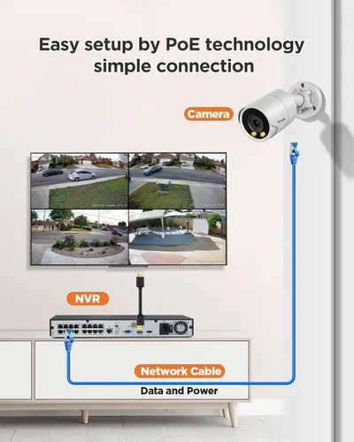 Miniatura 2 de Sistema de cámara de seguridad de 16 canales PANOOB 4K para uso comercial, NVR PoE 4K 16CH HDD 4TB, 16x cámaras IP al aire libre con cable 8MP