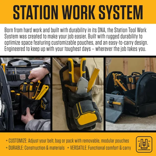 Miniatura 2 de Carhartt Bolsa de herramientas para hombre con correas de hombro ajustables, duradera, resistente al agua, organizador de herramientas mediano