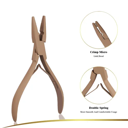 Miniatura 6 de Kit de herramientas de extensión de cabello, alicates de acero inoxidable de color tostado, micro cuentas, gancho removedor de bucle, clips