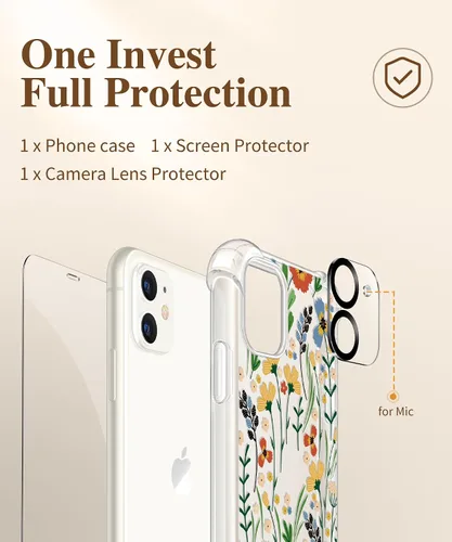 Miniatura 7 de GVIEWIN - Funda para iPhone 11 con protector de pantalla + protector de lente de cámara, [sin amarillamiento] Funda protectora transparente suave