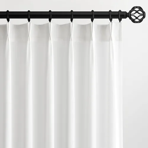 Miniatura 13 de Topfinel 2 paneles de cortinas plisadas de lino beige y blanco de 63 pulgadas de largo, para dormitorio y sala de estar, cortinas semitransparentes