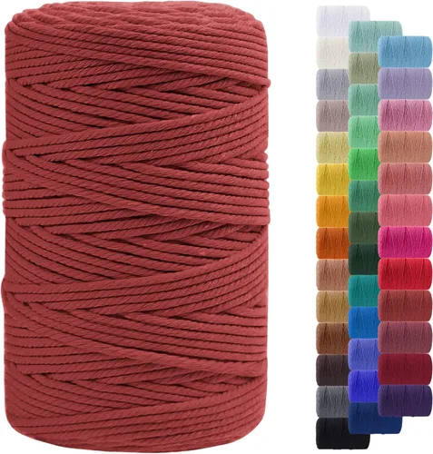 Miniatura 66 de Cuerda de macramé de 0.079 in para 219 yardas, cuerda de algodón natural para manualidades, hilo de cuerda de macramé de colores para colgar