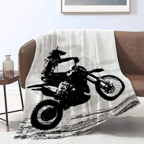 Miniatura 2 de Manta de motocross Racer deportes extremos estampada súper suave de franela de felpa ligera y acogedora para niños y hombres, regalo para sofá Dirt