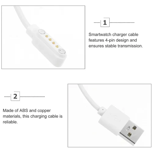 Miniatura 8 de Toddmomy Cable de carga magnético para reloj inteligente de 4 pines, cable de carga USB para relojes de teléfono, compatible con bandas inteligentes