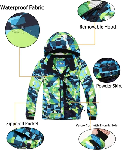 Miniatura 5 de PHIBEE - Chaqueta de esquí para niño grande, impermeable, transpirable.