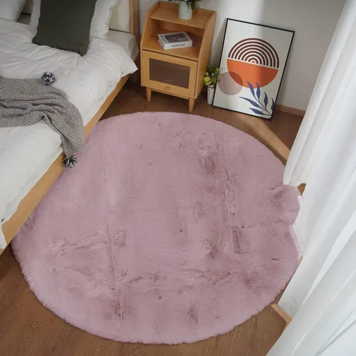 Miniatura 83 de Ghouse Alfombra ultrasuave de pelo sintético de conejo, alfombras lavables a máquina para dormitorio, alfombras esponjosas para sala de estar, Blanco
