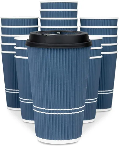 Miniatura 8 de Tazas de café desechables con tapas, taza de café de 16 onzas (paquete de 70). Las tazas de viaje grandes mantienen la forma con bebidas frías