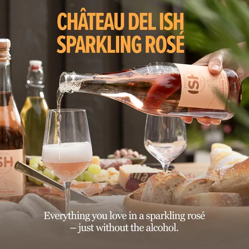 Miniatura 7 de ISH Vino Espumoso No Alcohólico Blanco y Rosado en Paquete, Cero Grados de Alcohol, Vino Desalcoholizado, Sin Gluten, Bajas Calorías, Dos Botellas