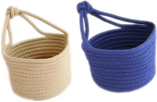 Yardwe Cesta de almacenamiento decorativa, macetas decorativas, mini macetas para plantas, organizador de juguetes, cesta de pared colgante, cesta