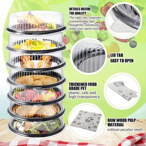 Miniatura 3 de Tessco para ti Juego de 12 bandejas de servir de plástico resistentes con tapa y 24 hojas de papel encerado para delicatessen, juegos de grandes