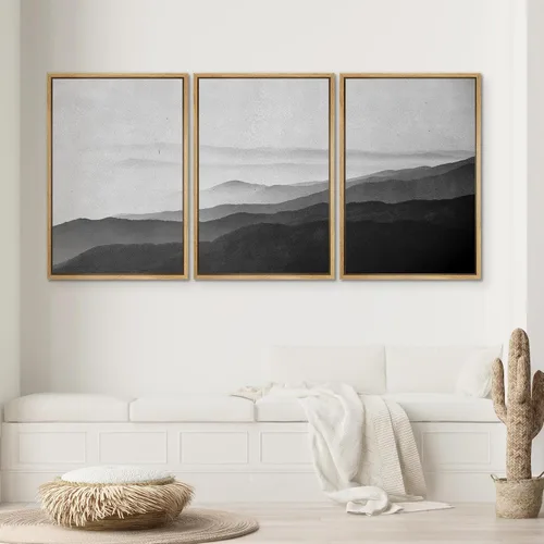Miniatura 206 de SIGNWIN Lienzo enmarcado para pared, arte con pinceladas de flujo neutro en tonos beige abstractos, ilustraciones, arte moderno, decorativo
