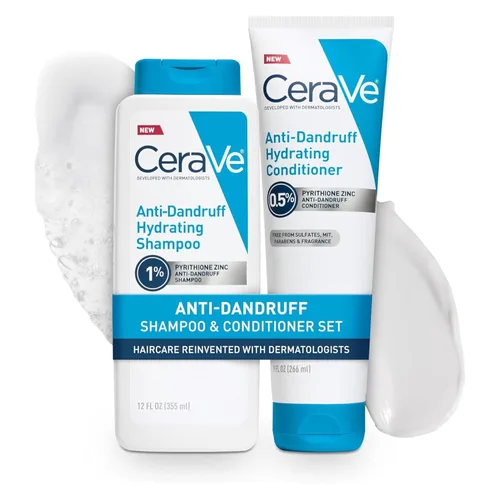 CeraVe Champú y acondicionador hidratante anticaspa, tratamiento de caspa de piritiona y zinc con ceramidas, ácido hialurónico y niacinamida,