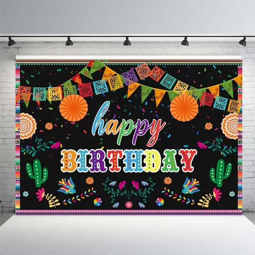 MEHOFOND Telón de fondo de fiesta mexicana para fiesta de cumpleaños, suministros de decoración de fiesta, pancarta colorida para fotografía de