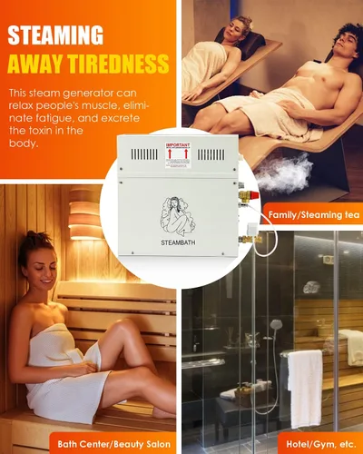 Miniatura 4 de CGOLDENWALL Generador de vapor autodrenante de lujo de 6KW, ducha, sauna, baño, baño de vapor en casa, generador de spa con control impermeable