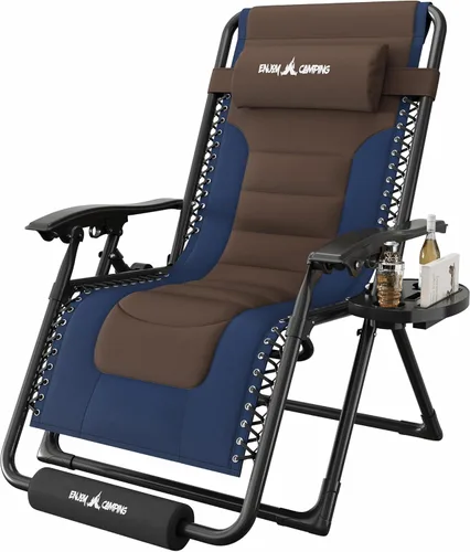 Miniatura 16 de Amopatio XL Padded Zero Gravity Chairs Foldable Zero Gravity Lounge Chair Outdoor Portable Reclining Chair with Removable Cup