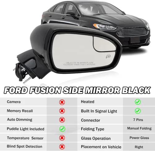 Miniatura 3 de Espejo lateral derecho del pasajero para Ford Fusion Sedan S SE SE Híbrido 2013 2014 2015 2016, espejo eléctrico con calefacción, luz de señal