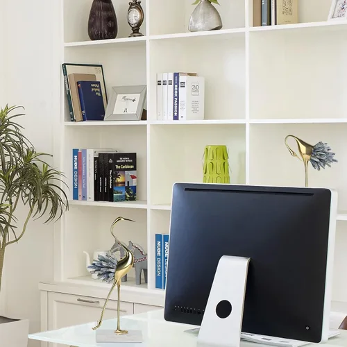 Miniatura 9 de Suruim - Acentos de decoración dorados, estatuas de pájaros de latón, adornos de cristal modernos para sala de estar, dormitorio, escritorio de Azul