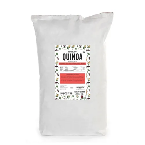 CEREAUSLY Quinoa roja orgánica – Quinoa real premium de Bolivia – Quinoa Kosher y sin OMG – Quinoa vegana y con cuota de gluten – 25 libras