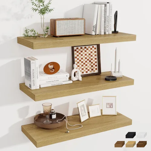 Miniatura 65 de Fun Memories Estantes flotantes de 12 pulgadas de profundidad, estantes de pared de madera de 16 x 12 pulgadas, estante de almacenamiento rústico