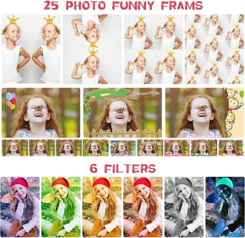 Miniatura 6 de ARNSSIEN Cámara para niños, cámara digital de juguete para niños pequeños con lente abatible de 180°, pantalla IPS de 2.4 pulgadas, tarjeta de 32