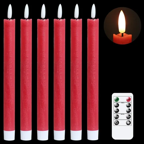 Miniatura 10 de GenSwin Velas cónicas blancas sin llama parpadeantes con control remoto de 10 teclas, funciona con pilas, velas LED cálidas con mecha 3D