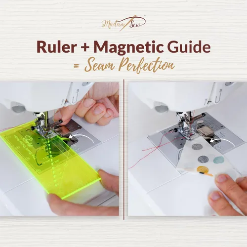 Miniatura 3 de Madam Sew Regla de asignación de costuras y guía de costuras magnética para máquina de coser Regla de guía de costuras perforada y calibre